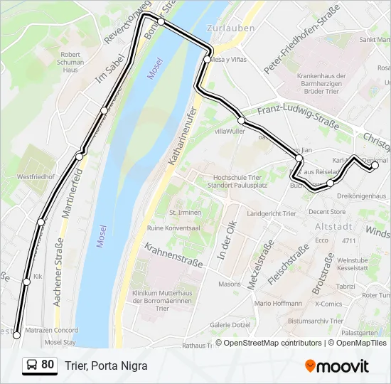 80 Bus Line Map