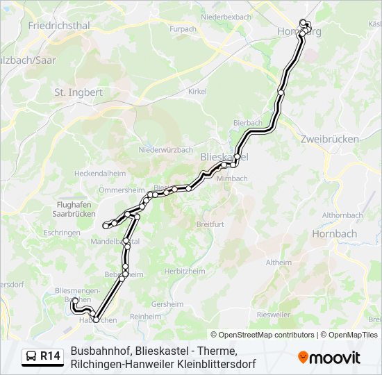 R14 Bus Line Map