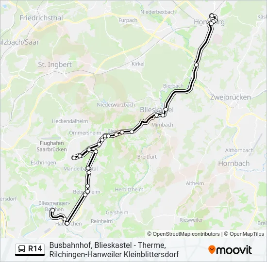 R14 Bus Line Map