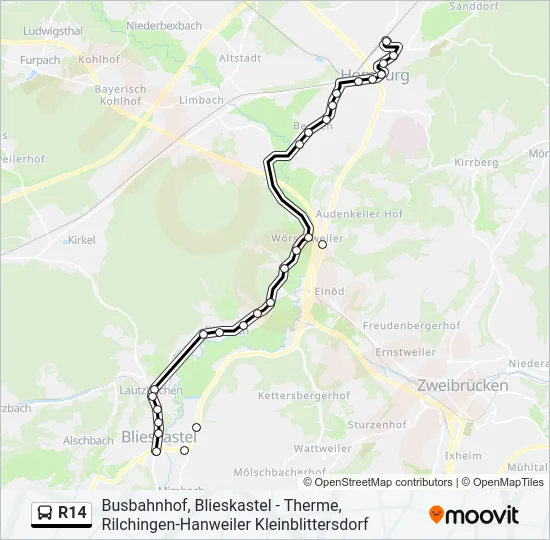 R14 Bus Line Map