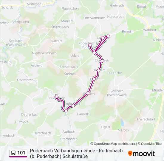 Автобус 101: карта маршрута