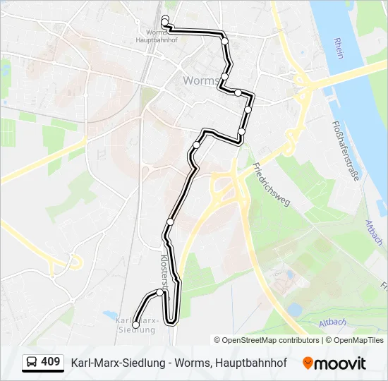 409 Bus Line Map