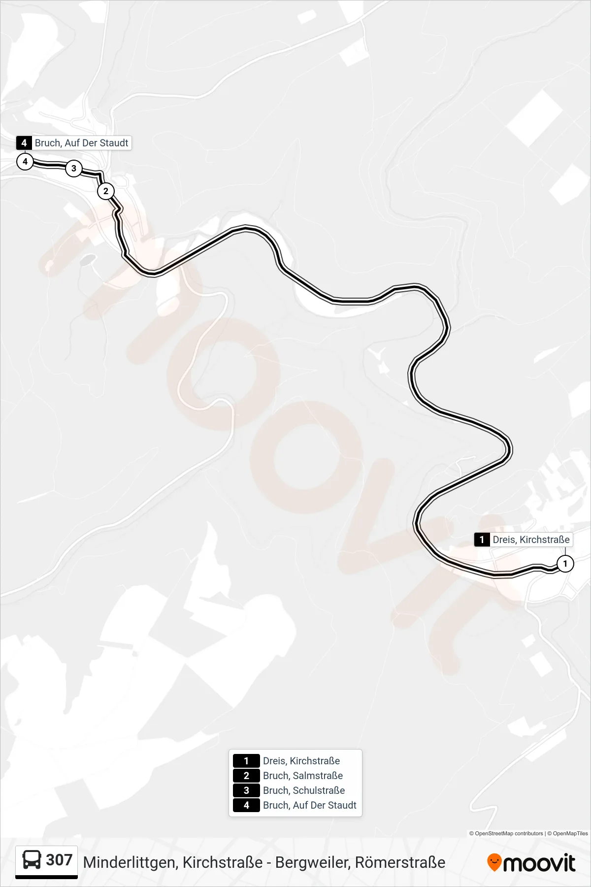 Linie 307 (Bus) Richtung Bruch, Auf Der Staudt: Route und Haltestellen auf der Karte