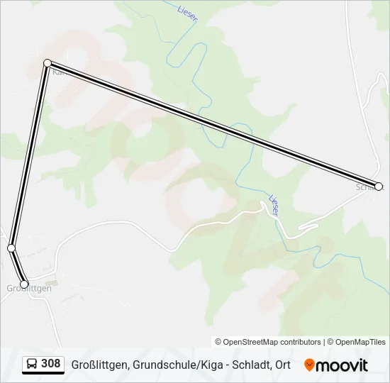 308 Bus Line Map