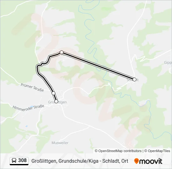 308 Bus Line Map