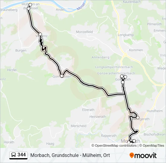 344 Bus Line Map