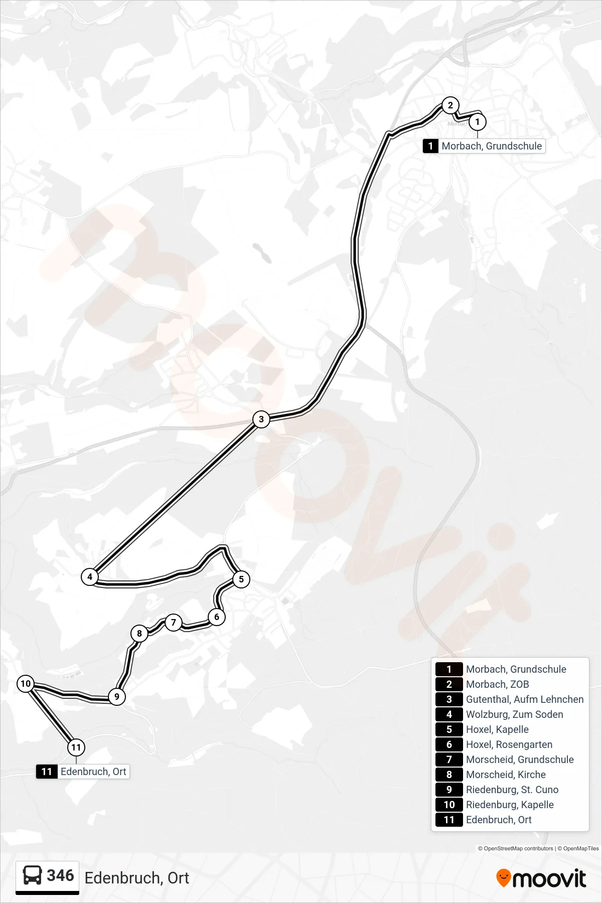 Linie 346 (Bus) Richtung Edenbruch, Ort: Route und Haltestellen auf der Karte