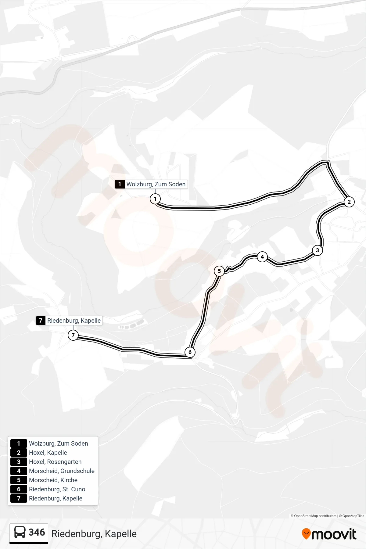 Linie 346 (Bus) Richtung Riedenburg, Kapelle: Route und Haltestellen auf der Karte