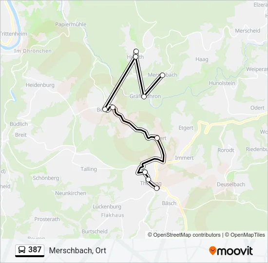 387 Bus Line Map