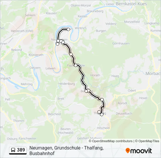 389 Bus Line Map