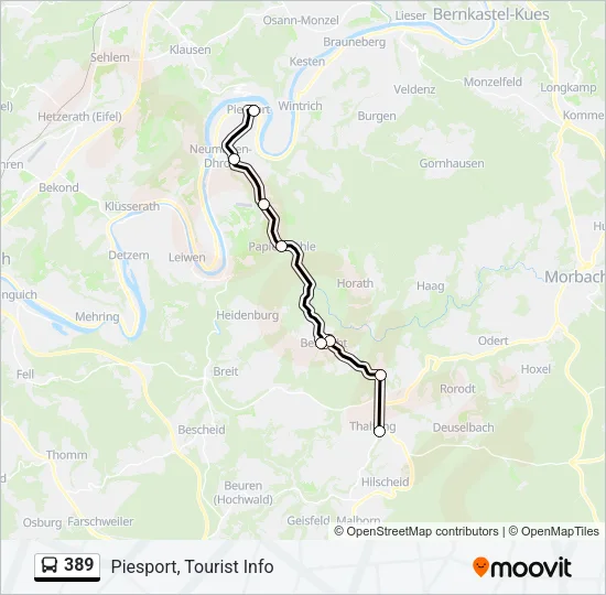 389 Bus Line Map