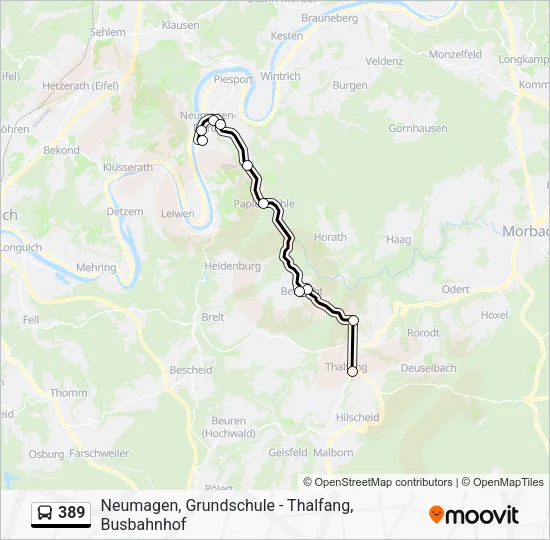389 Bus Line Map