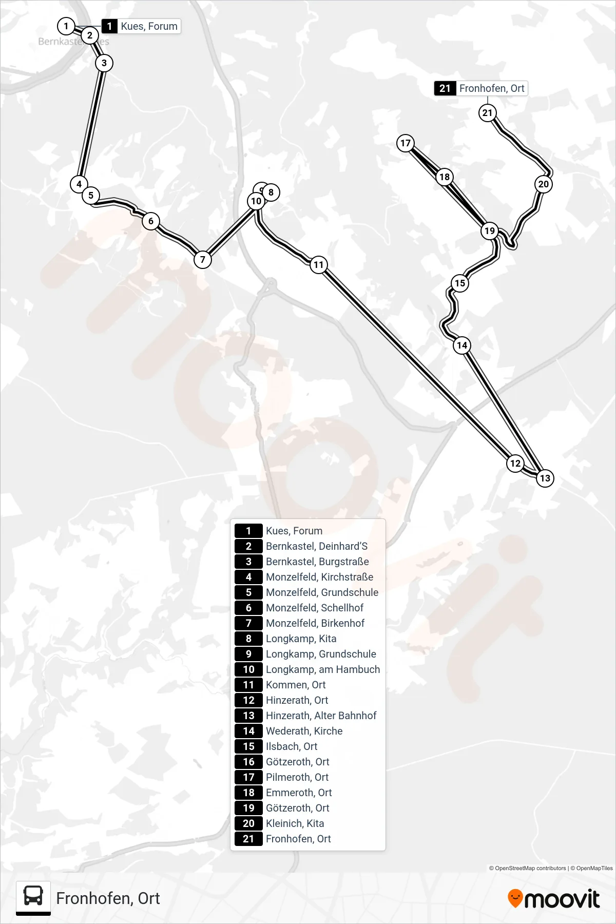 342 RUFBUS bus Line (Fronhofen, Ort) route and stops on a map