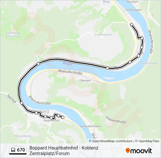 670 Bus Line Map
