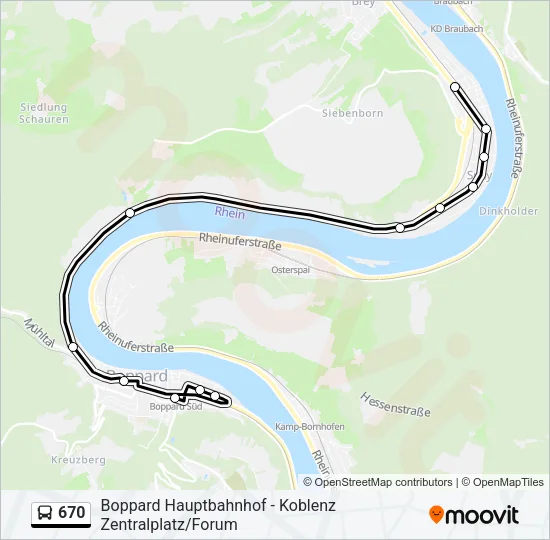 670 Bus Line Map
