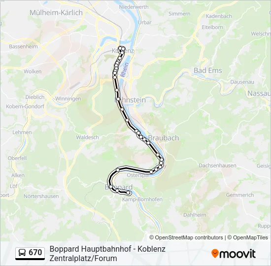 670 Bus Line Map