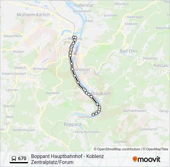 670 Bus Line Map