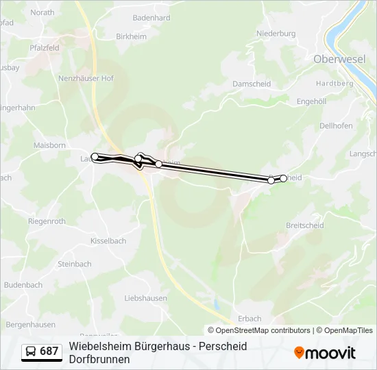 687 Bus Line Map