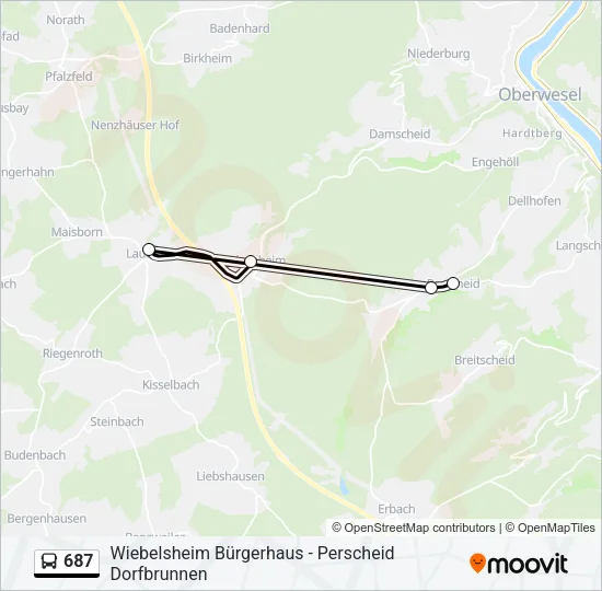 687 Bus Line Map