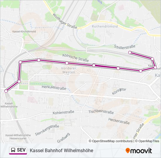 Автобус SEV: карта маршрута