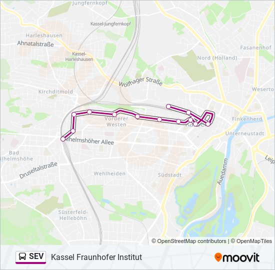 Автобус SEV: карта маршрута