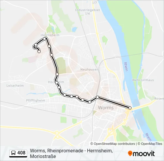 Автобус 408: карта маршрута