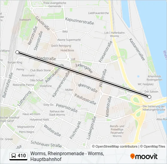 410 Bus Line Map