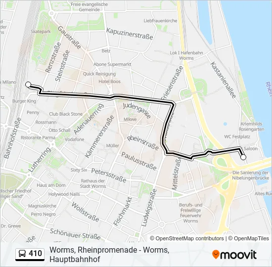 410 Bus Line Map