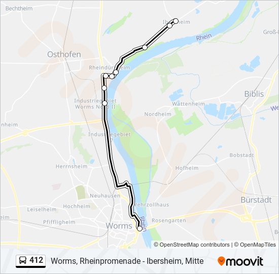 412 Bus Line Map
