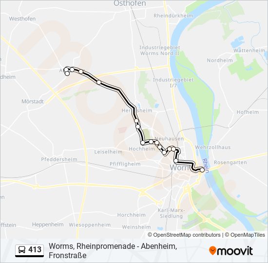 413 Bus Line Map