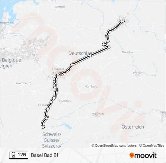 Поезд 12N: карта маршрута
