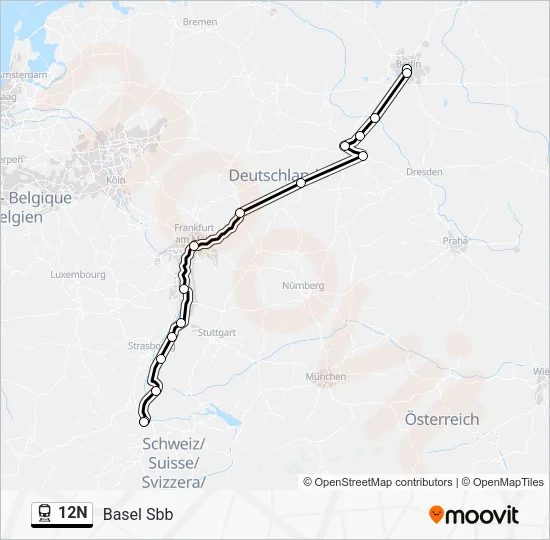 Поезд 12N: карта маршрута