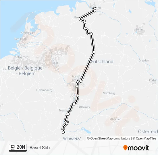 Поезд 20N: карта маршрута