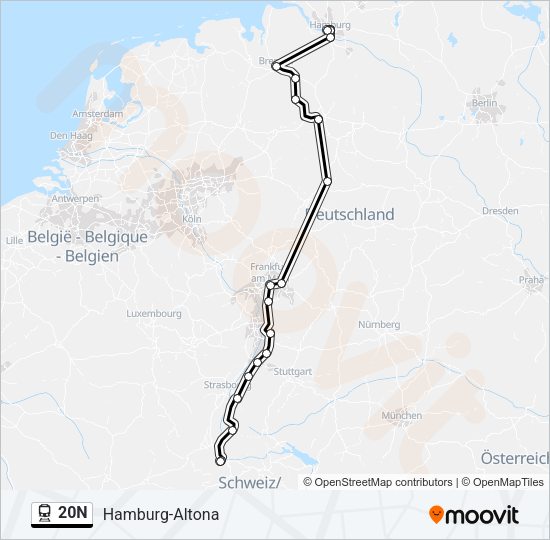 20N Train Line Map