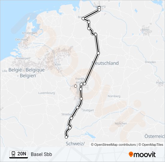 20N Train Line Map