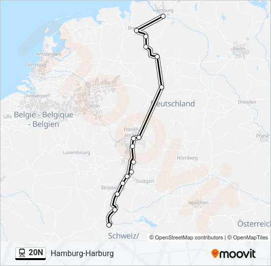 20N Train Line Map