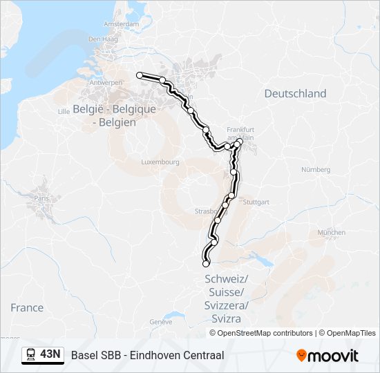 43N Train Line Map