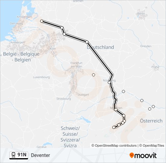 91N Train Line Map