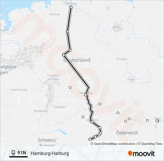 91N Train Line Map