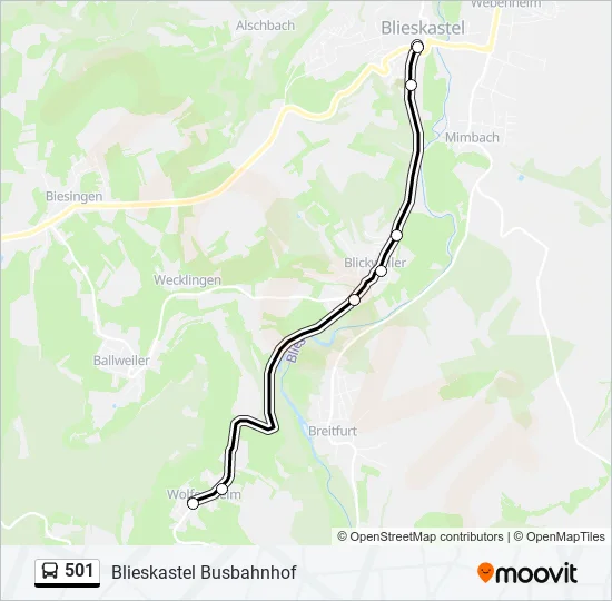 501 Bus Line Map