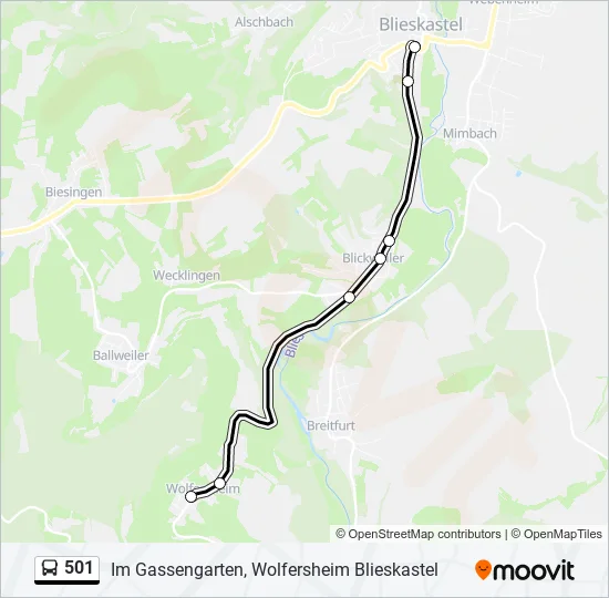 501 Bus Line Map