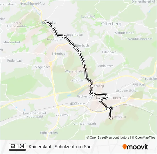 134 Bus Line Map
