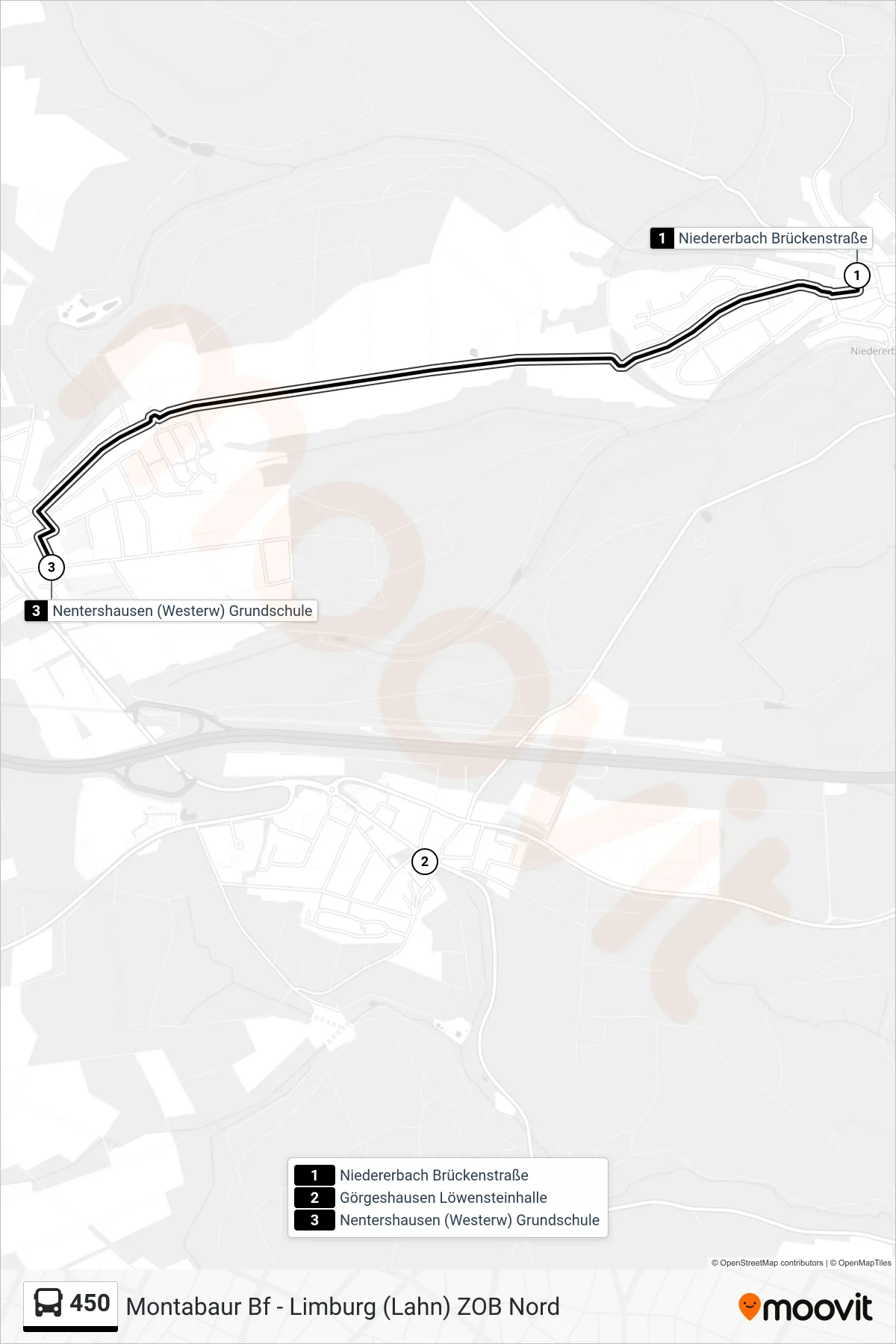 450 bus Line (Nentershausen (Westerw) Grundschule) route and stops on a map