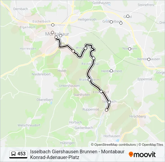 453 Bus Line Map