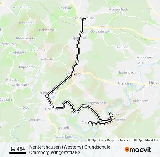 454 Bus Line Map