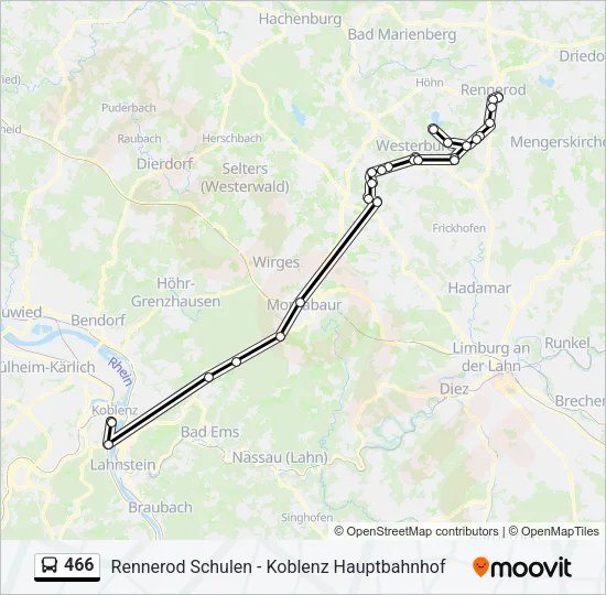 466 Bus Line Map