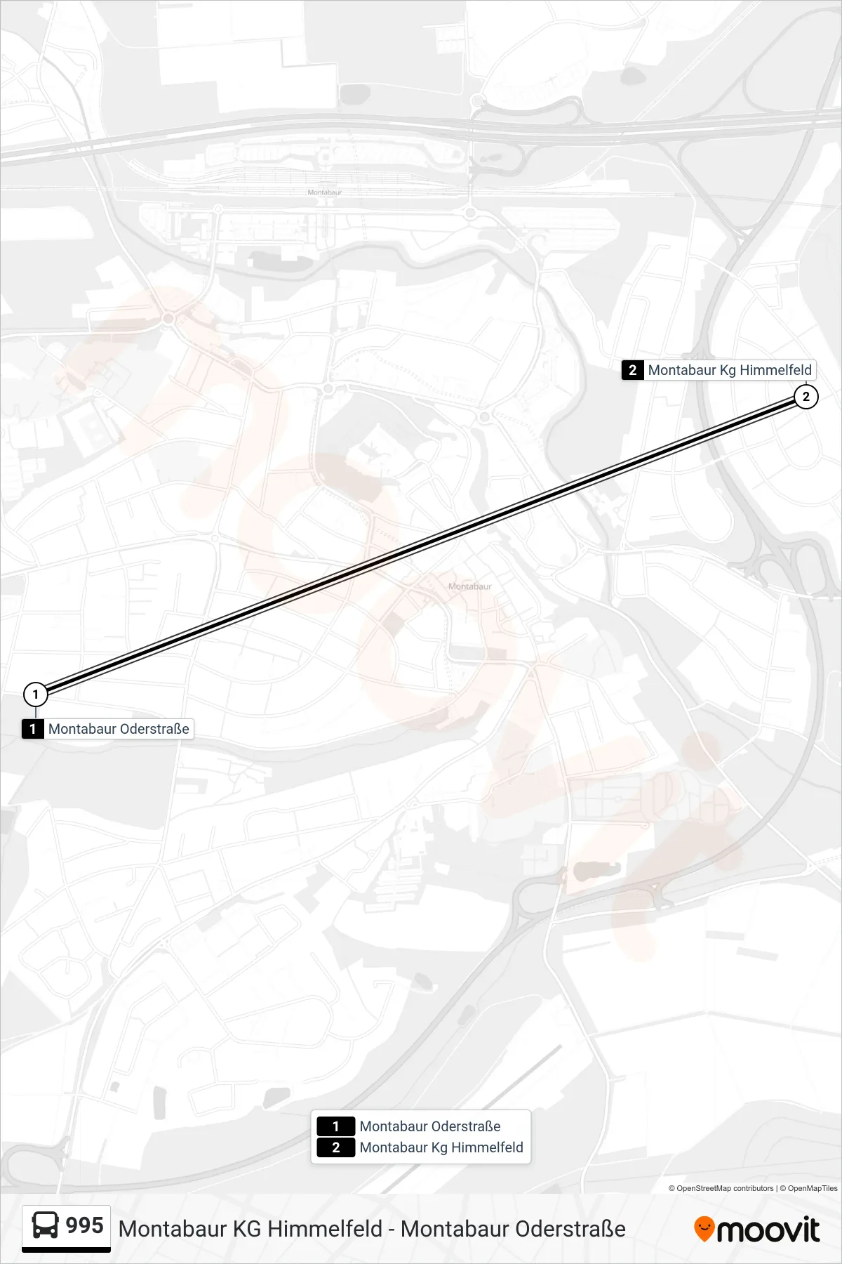 Linie 995 (Bus) Richtung Montabaur Kg Himmelfeld: Route und Haltestellen auf der Karte