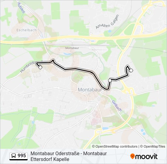 Автобус 995: карта маршрута