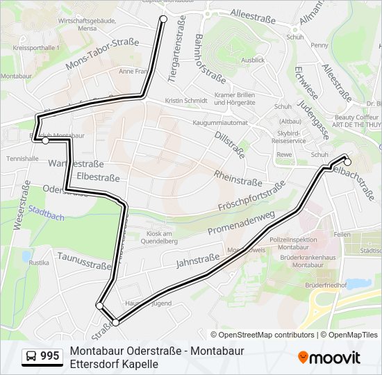 Автобус 995: карта маршрута