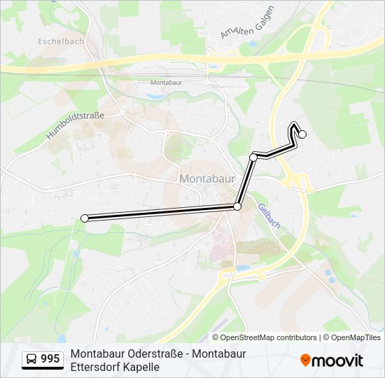 Автобус 995: карта маршрута